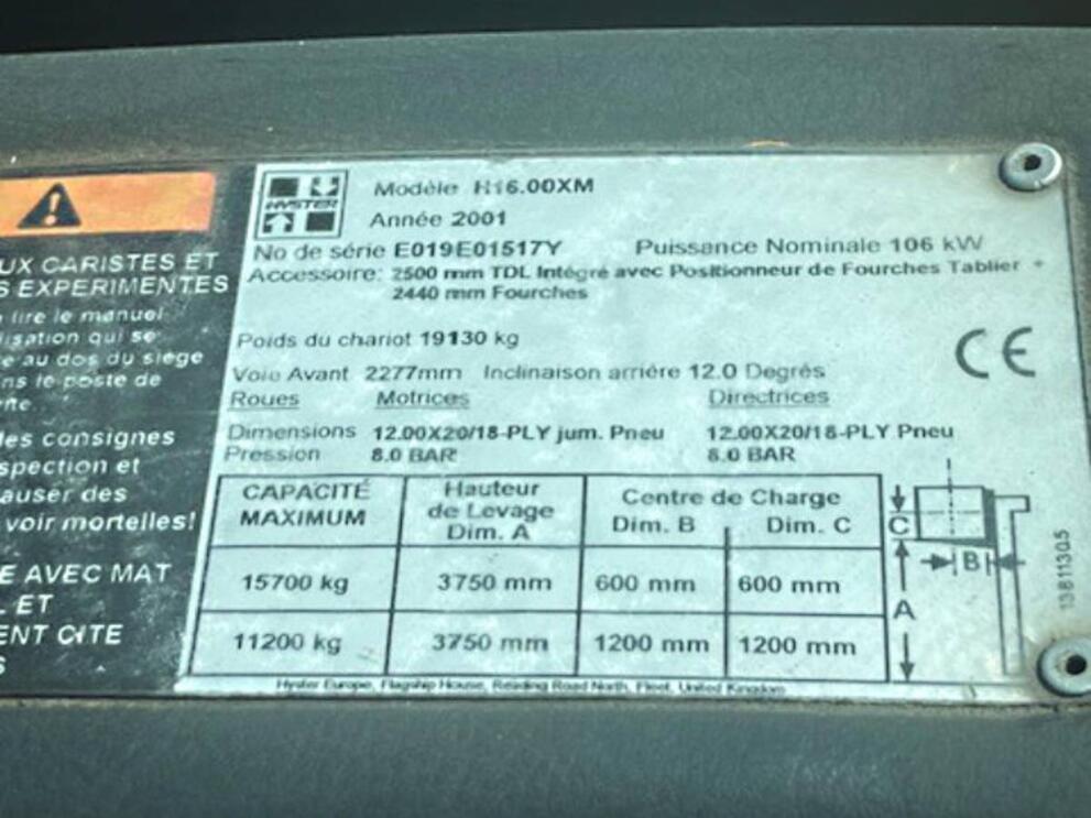 Plaque constructeur Hyster - 25721