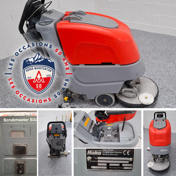 AUTOLAVEUSE &Eacute;LECTRIQUE INDUSTRIELLE SCRUBMASTER 30 L - HAKO_50 ans