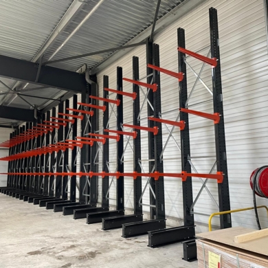 Rayonnages  cantilevers  peints ou Galvanis&eacute;s pour charges longues